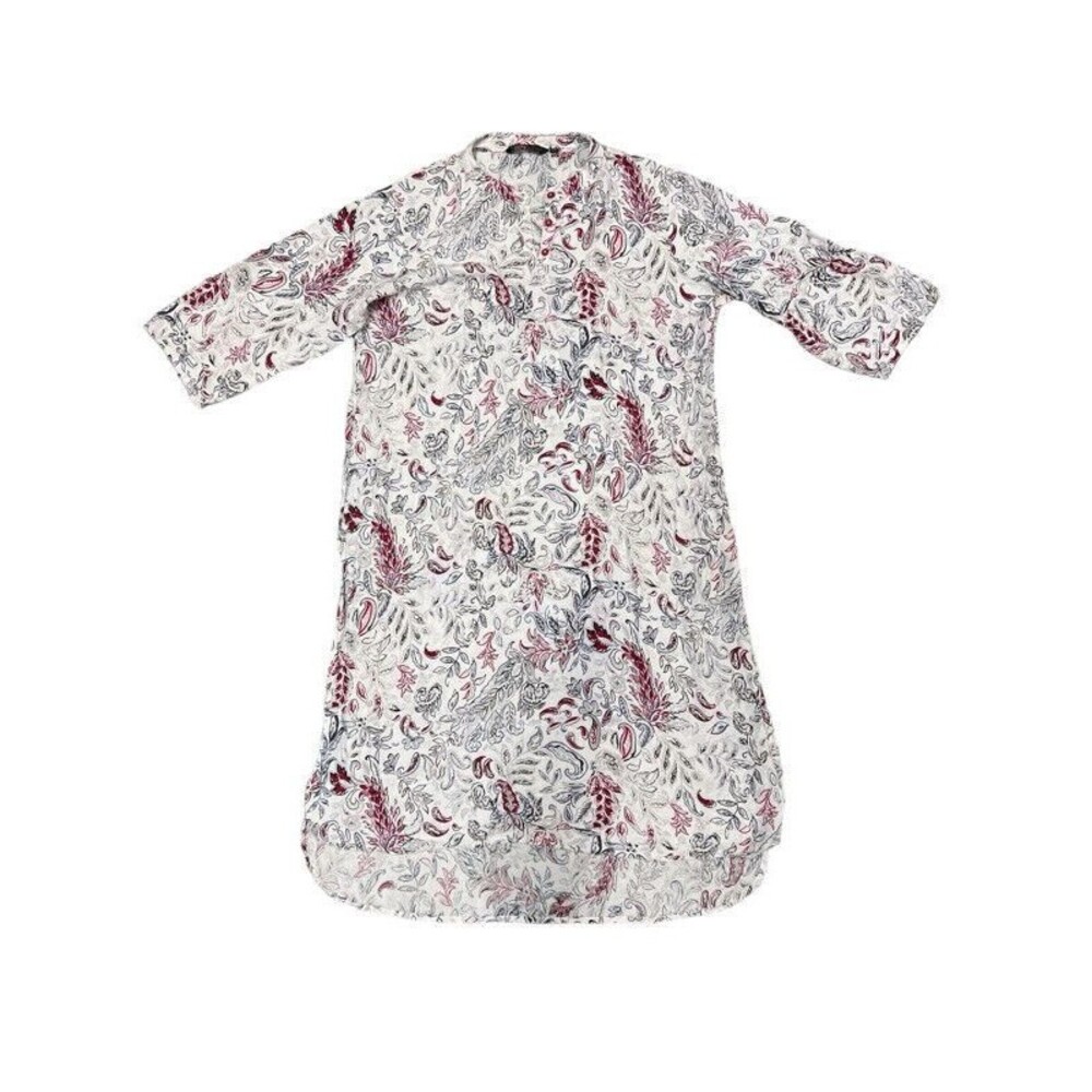 Avaasa Red White Paisley Floral Printed Flared Kurta Dress Womens Size XXL